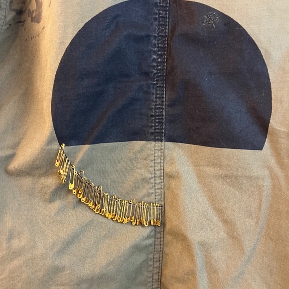 FreeCity - RARE & Vintage Safety Pin Texas Tokyo Moon Printed Army Kimono Size M - Picture 13 of 16
